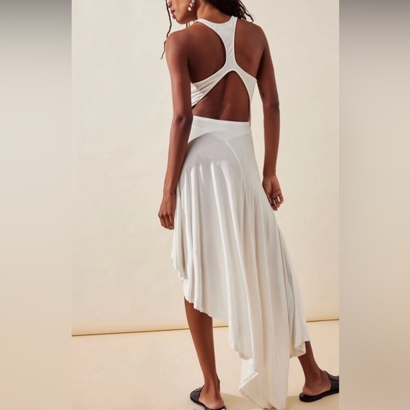 FREE PEOPLE FP BEACH BETHANY MIDI CUT-PUT DRESS WHITE MEDIUM NEW WITH TAGS - Picture 2 of 11